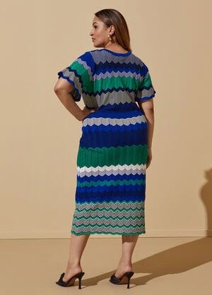 Crochet Knit Midi Dress, Jelly Bean image number 1