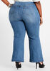 Pull On High Waisted Flare Jean, Medium Blue image number 1