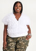 Ruffled Tulle Jersey Top, White image number 0