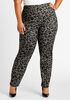 Printed Stretch Knit Skinny Pant, Silver Filigree image number 0