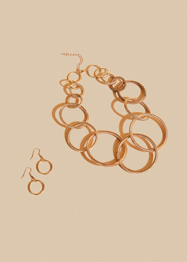 Gold Tone Ring Necklace Set, Gold image number 1