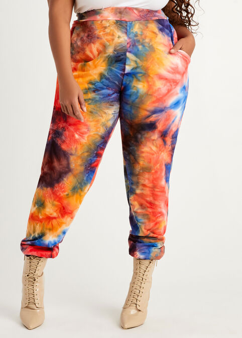 Tie-Dye Hi Rise Athleisure Jogger, Rust image number 0