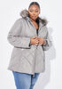 Faux Fur Hooded Puffer Coat, Charcoal image number 0