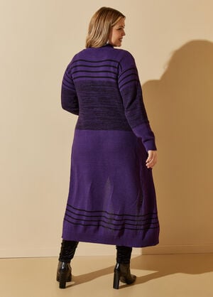 Open Front Striped Duster, Acai image number 1