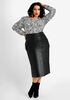 Faux Leather Front Snap Skirt, Black image number 2