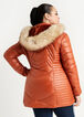 Quilted Faux Fur Trim Hooded Coat, Rust image number 1