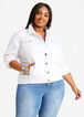 White Fitted Crop Denim Jacket, White image number 0