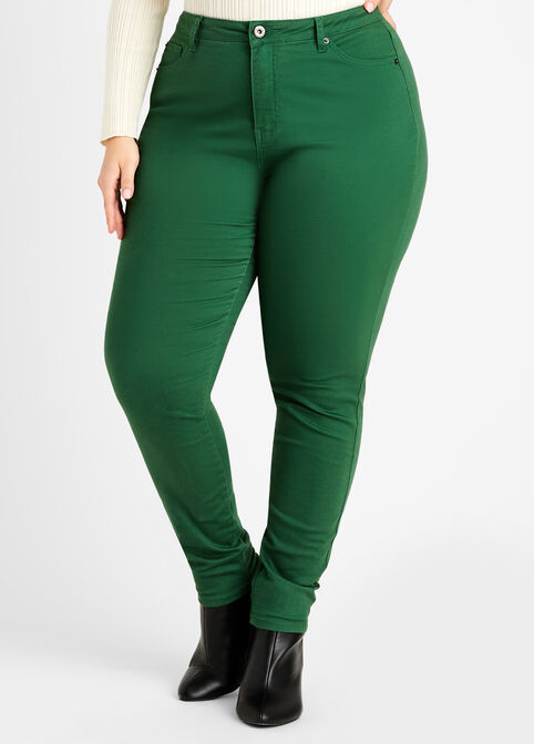 Green High Waist Skinny Jeans, EDEN image number 0