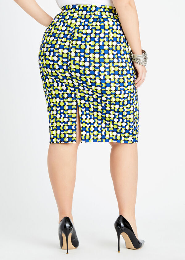 Dot High Waist Pencil Skirt, Bright Chartreuse image number 1