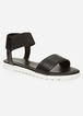 Faux Leather Wide Width Sandals, Black image number 0