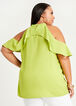 Ruffle Cold Shoulder Blouse, Bright Chartreuse image number 1