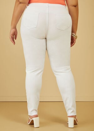 Embellished Printed Skinny Jeans, White image number 1