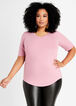 Plus Size Basic Stretch Knit V Neck Short Sleeve Fitted Tops image number 0