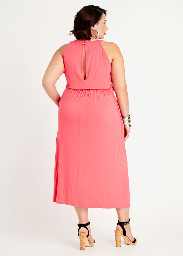 Tall Keyhole Halter Maxi Dress, Geranium Pink image number 1