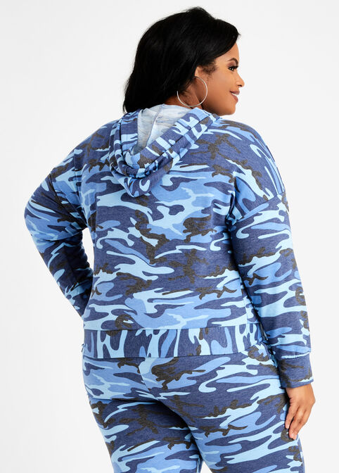 Camo Pullover Hoodie, Blue image number 1
