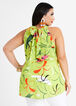 Floral Keyhole Tie Neck Blouse, Bright Chartreuse image number 1