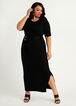 Belted Ribbed Bodycon Maxi Dress, Black image number 0