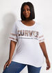 Sequin Trending Curves Graphic Tee, White image number 0