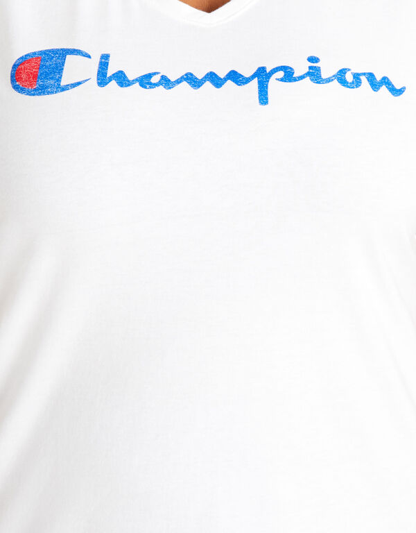 Champion Logo V Neck Tee, White image number 1