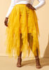 Tiered Tulle Midi Skirt, Spicy Mustard image number 4