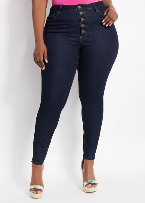 Five Button High Rise Skinny Jean, Indigo image number 0