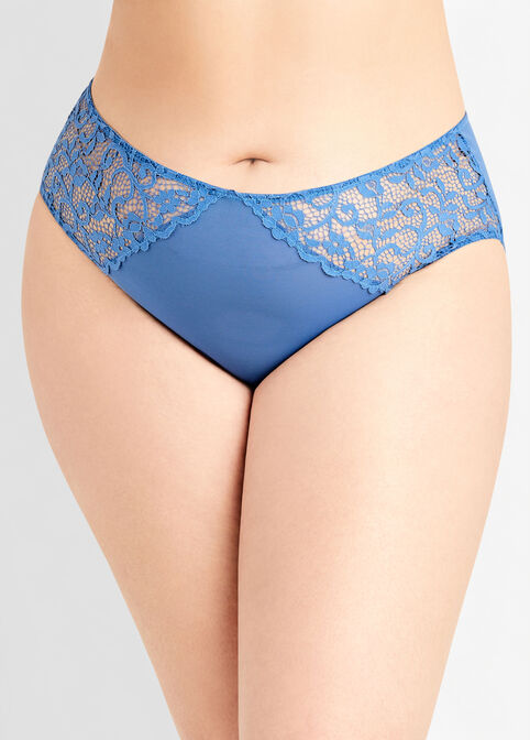 Mesh & Lace Cutout Brief Panty, Blue image number 0