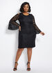 Plus Size Lace Cold Shoulder Bell Sleeve Sheath Party Knee Dresses image number 0