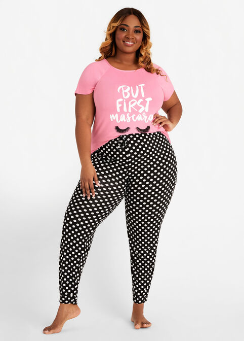 YMI Mascara Polka Dot PJ Pants Set, Pink image number 0