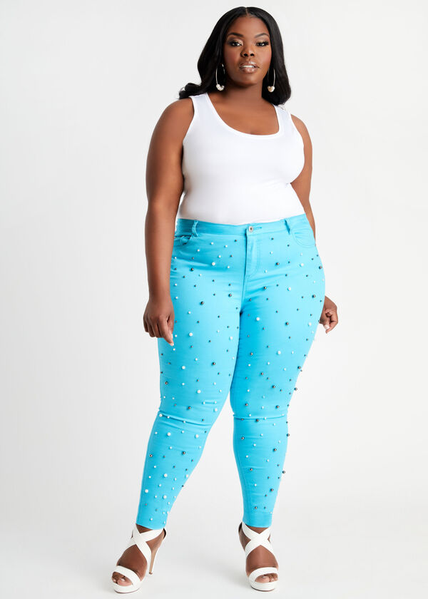 Pearl Front High Waist Skinny Jean, SCUBA BLUE image number 2