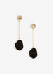 Gold & Black Crystal Stone Drop Earrings, Black image number 0