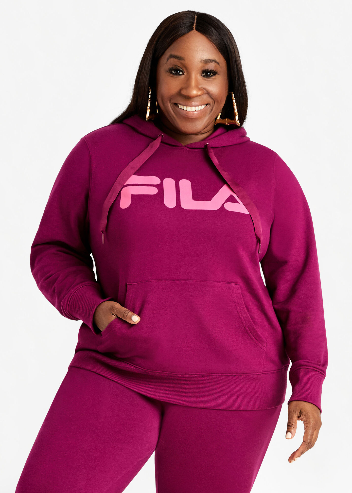Size FILA Curve Logo Pullover Drawstring