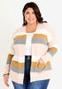 Plus Size cardigan ribbed knit knitted striped plus size duster image number 0