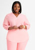 Pink V Neck Pullover Blouse, Geranium Pink image number 0