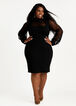 Plus Size Dot Mesh Long Sleeve Mock Neck Knit Bodycon Mid Sexy Dress image number 0