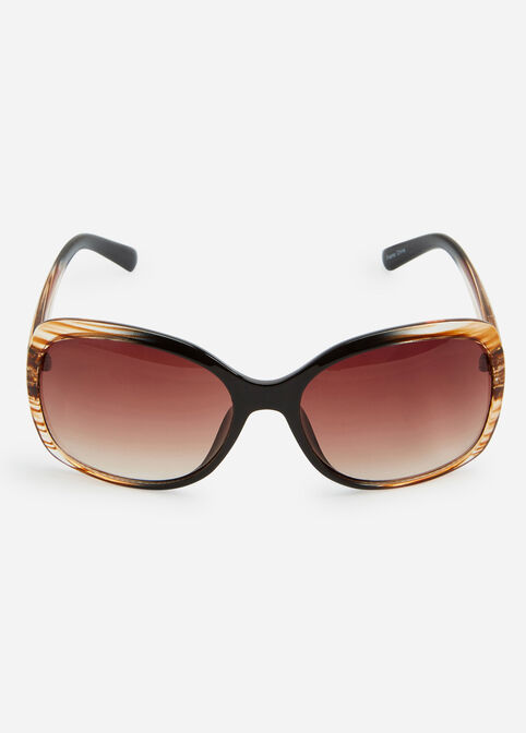 Brown Ombre Round Sunglasses, Brown image number 1