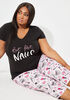 Cozy Couture Nails Pajama Set, Black image number 0