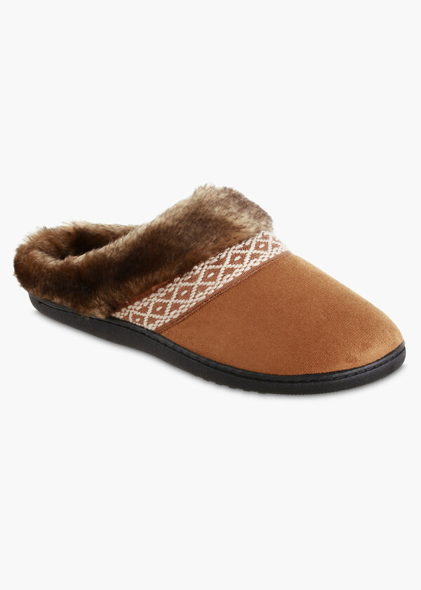 Cute Isotoner Microsuede Faux Fur Comfy Indoor Outdoor Slippers image number 0