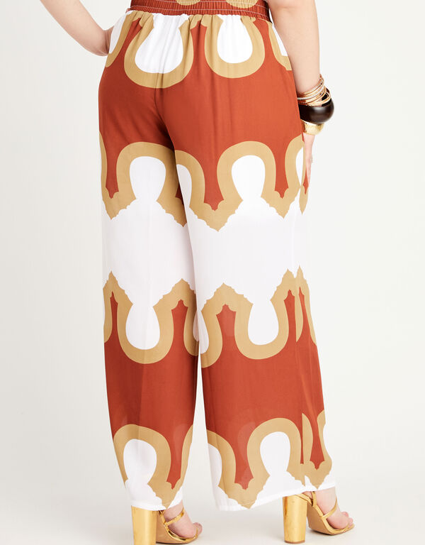 Abstract Print Wide Leg Pants, Tortoise Shell image number 1