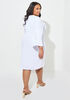 Mesh Paneled Crepe Dress, White image number 1