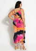 Tie Dye Cutout Bodycon Maxi Dress, Black Combo image number 1