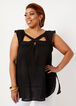 Cage Cutout Ruffle Sleeveless Top, Black image number 0