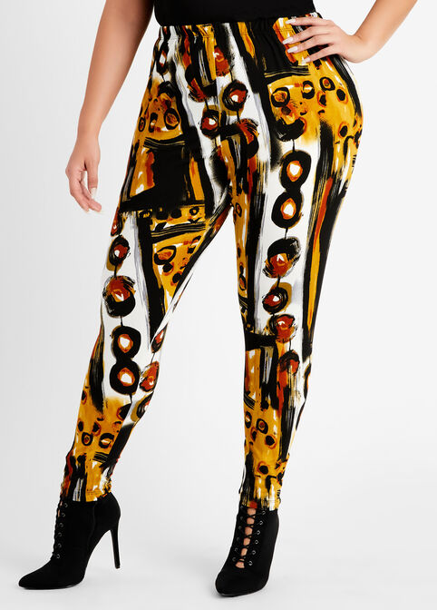 Abstract High Waist Leggings, Nugget Gold image number 0