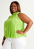 Tie Neck Mesh Blouse, Parrot Green image number 0