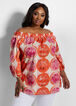 Abstract Off The Shoulder Top, Papaya image number 0