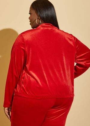 Ruched Velvet Jacket, Red image number 1
