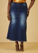 Stitch Detailed Denim Maxi Skirt, Dk Rinse image number 0