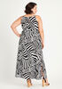 Belted Swirl Side Slit Maxi Dress, Black White image number 1