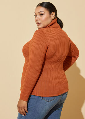 Ribbed Turtleneck Sweater, Bombay Brown image number 1