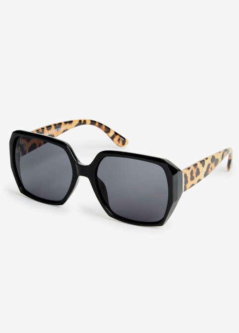 Square Animal Print Sunglasses, TORT image number 1