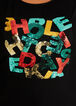 Sequin Alphabet Holiday Tee, Black image number 1